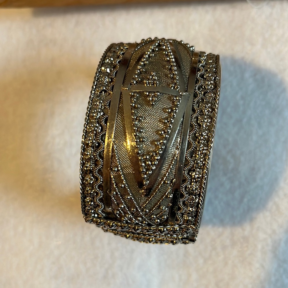 Silver-tone hinged cuff bracelet